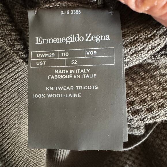 Ermenegildo Zegna High Performance Textured Knit Wool Sweater Italy Green Sz 52 - Picture 6 of 7